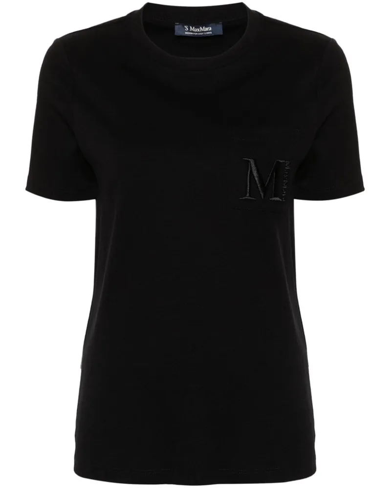 Max Mara Max Mara T-Shirt mit Logo-Stickerei - Schwarz Schwarz