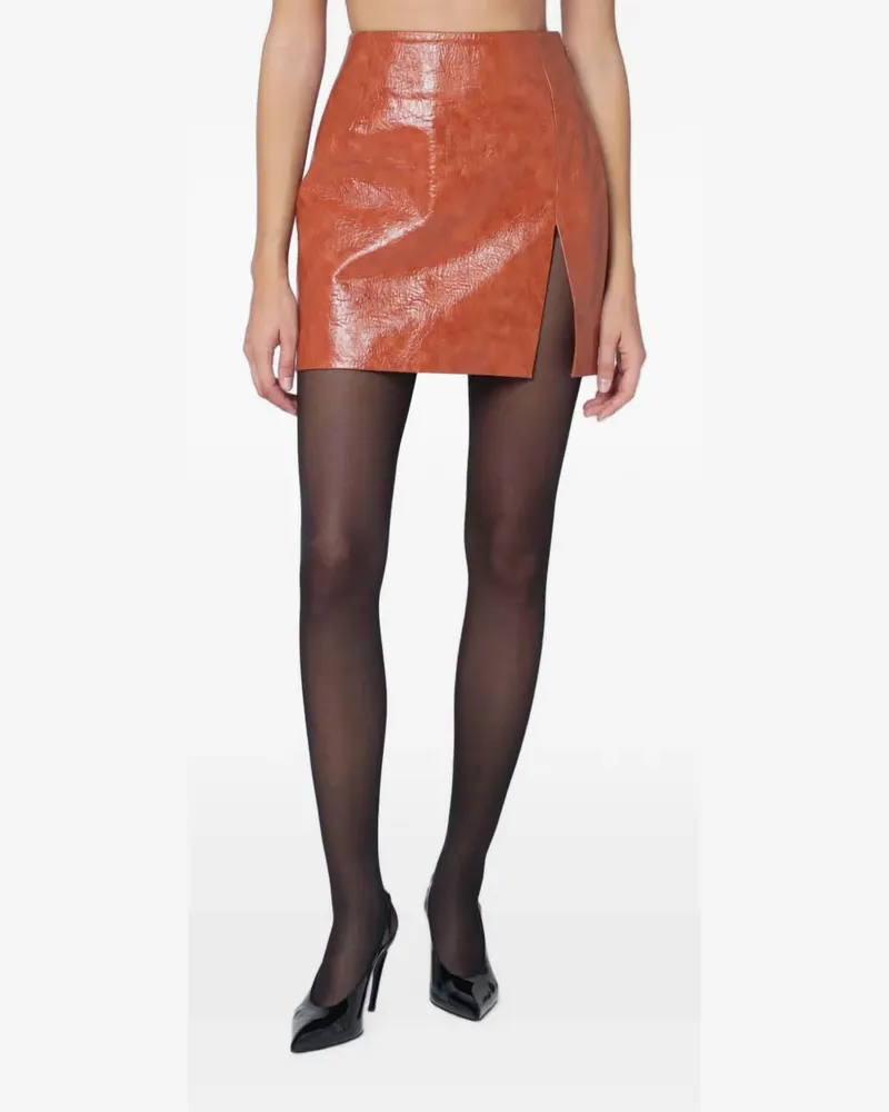 ANDAMANE crinkled-effect side-slit mini skirt - Braun Braun