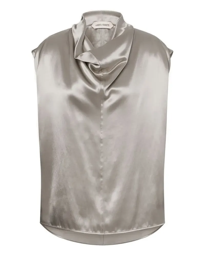 Alberta Ferretti Top mit drapiertem Kragen - Silber Silber