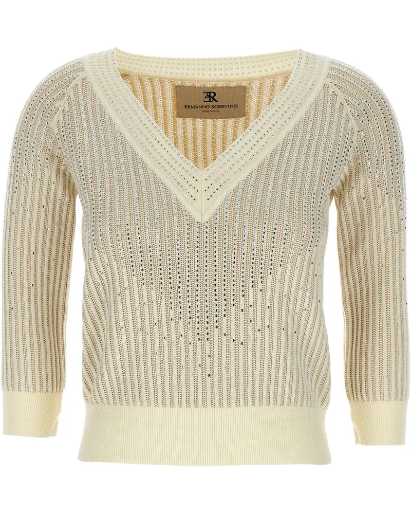 Ermanno Scervino Pullover mit Strass - Weiß Weiß