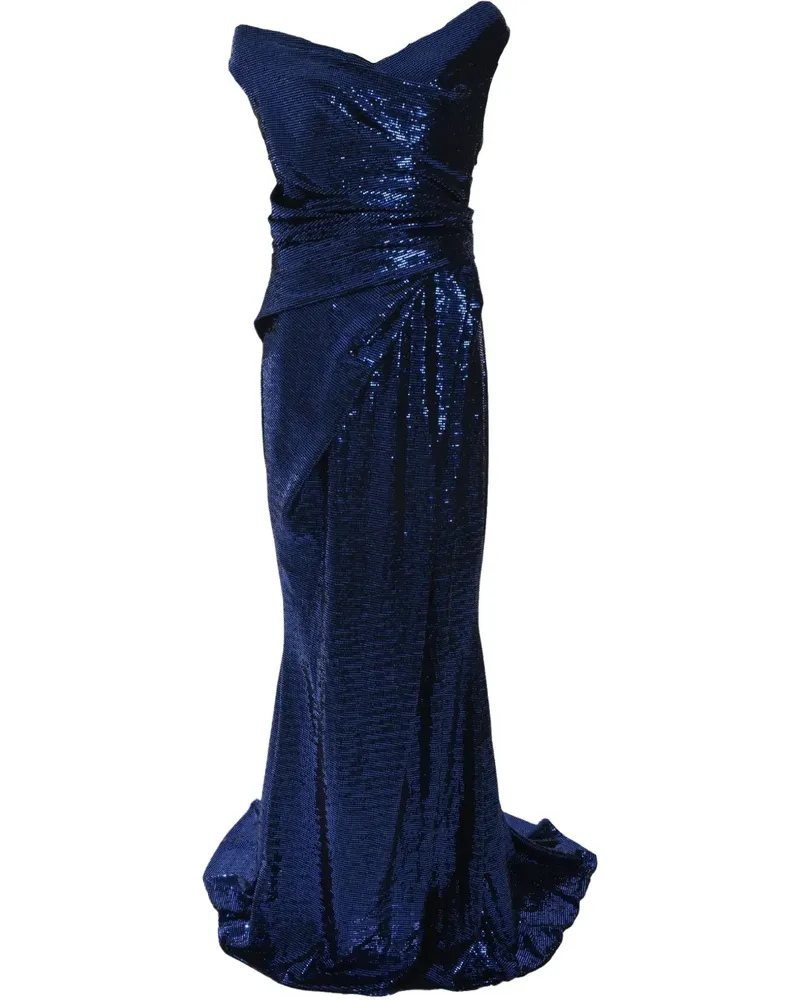 Talbot Runhof Mezzaluna Abendkleid mit Pailletten - Blau Blau