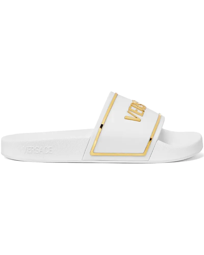 Versace Pantoletten mit Logo-Print - Weiß Weiß