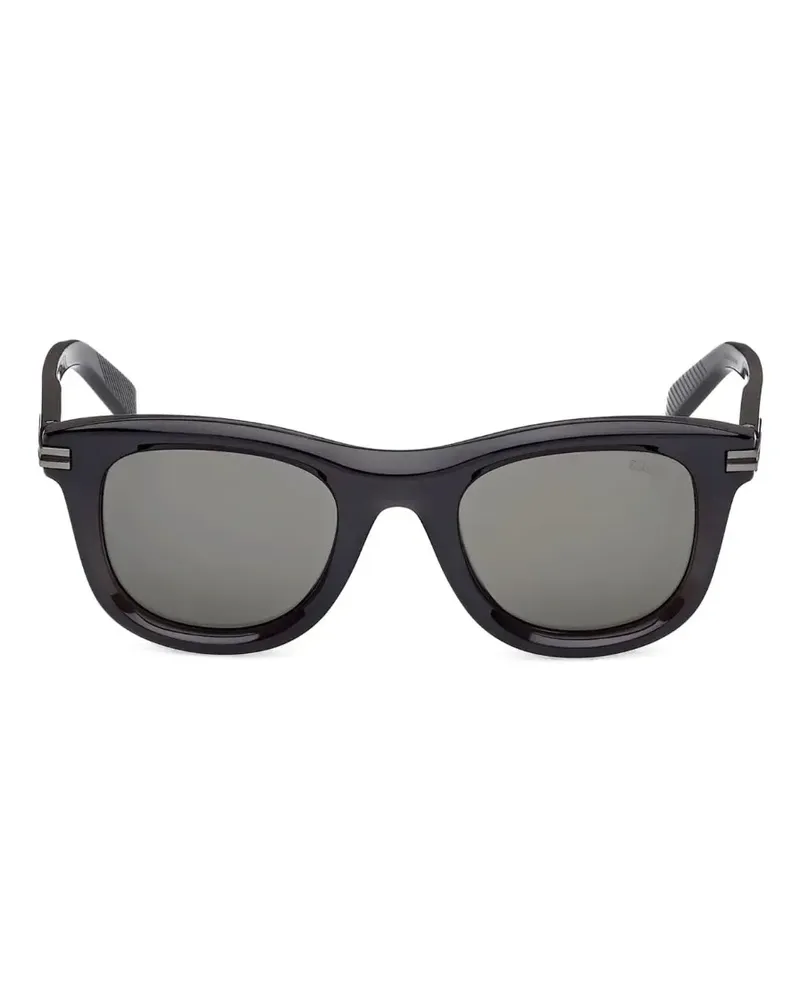 Ermenegildo Zegna Sonnenbrille mit rundem Gestell - Schwarz Schwarz
