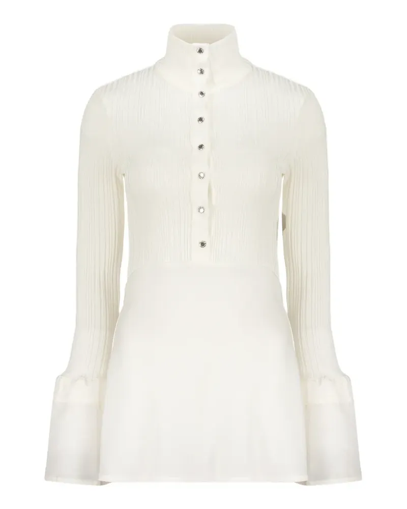 ELLERY ribbed-knit flared-cuff top - Weiß Weiß