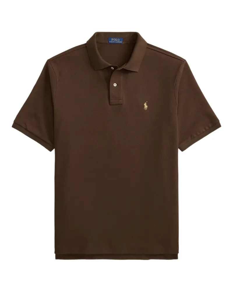 Ralph Lauren mesh-knit embroidered-logo polo shirt - Braun Braun