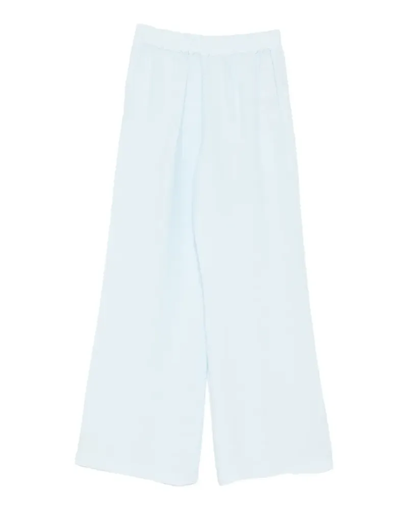 120% Lino elasticated-waist wide-leg trousers - Blau Blau