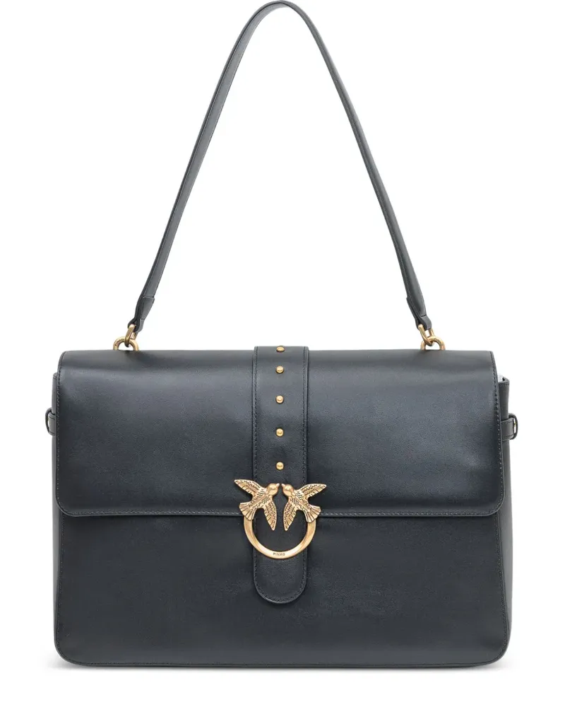 Pinko Mini Love Schultertasche mit Nieten - Schwarz Schwarz