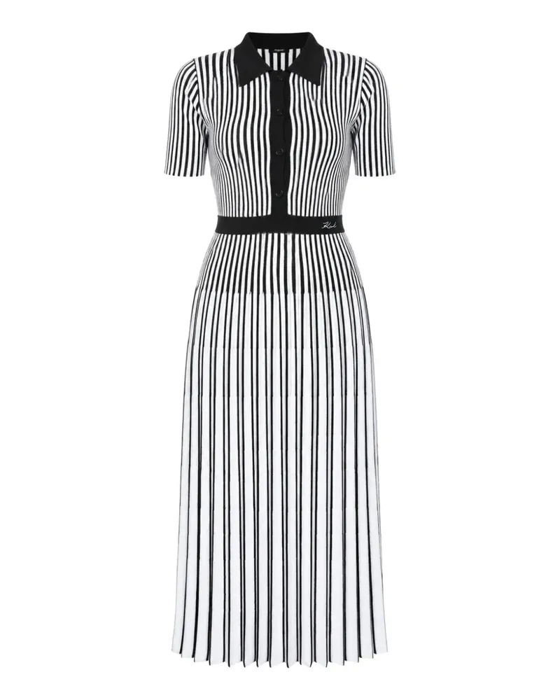 Karl Lagerfeld pleated vertical-stripe midi dress - Weiß Weiß