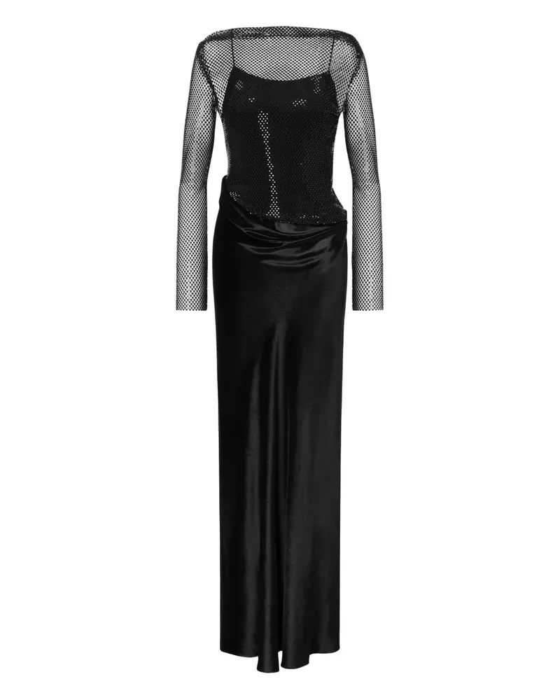 Alberta Ferretti Kleid mit Mesh-Overlay - Schwarz Schwarz