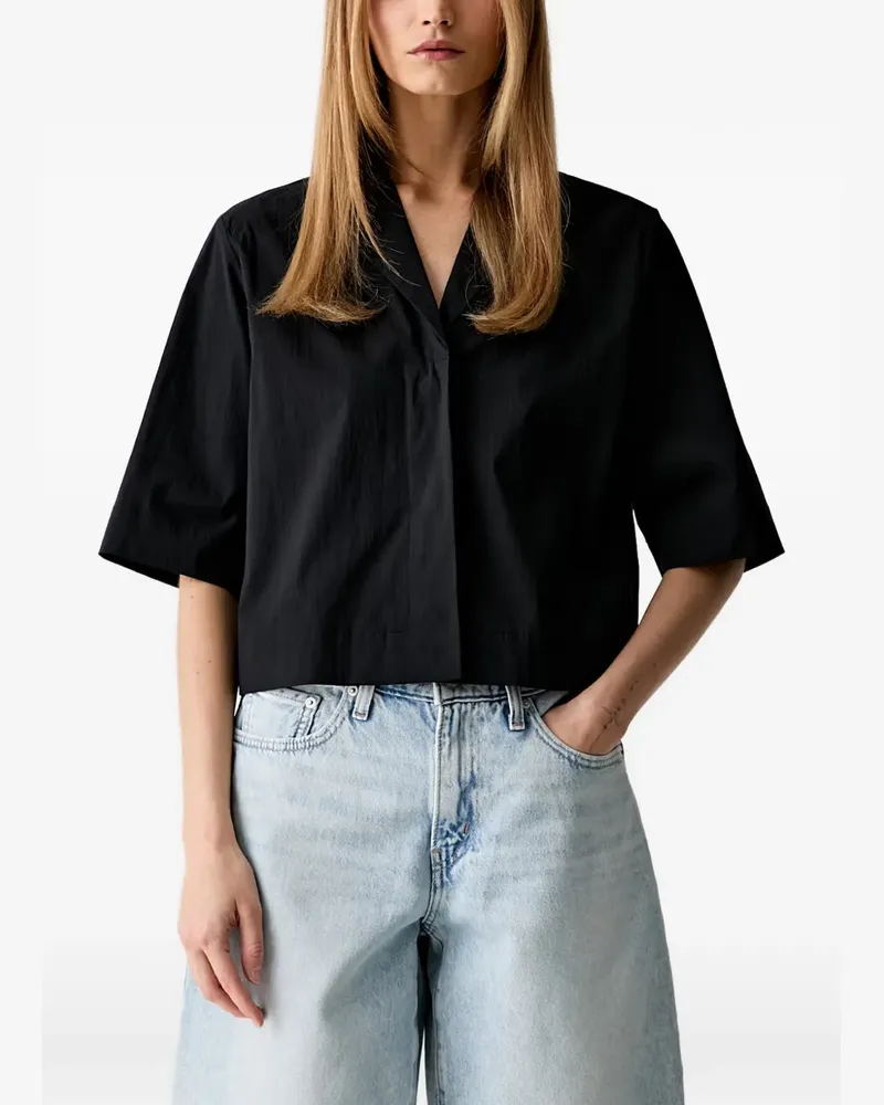 Marc O'Polo notched-collar short-sleeve shirt - Schwarz Schwarz