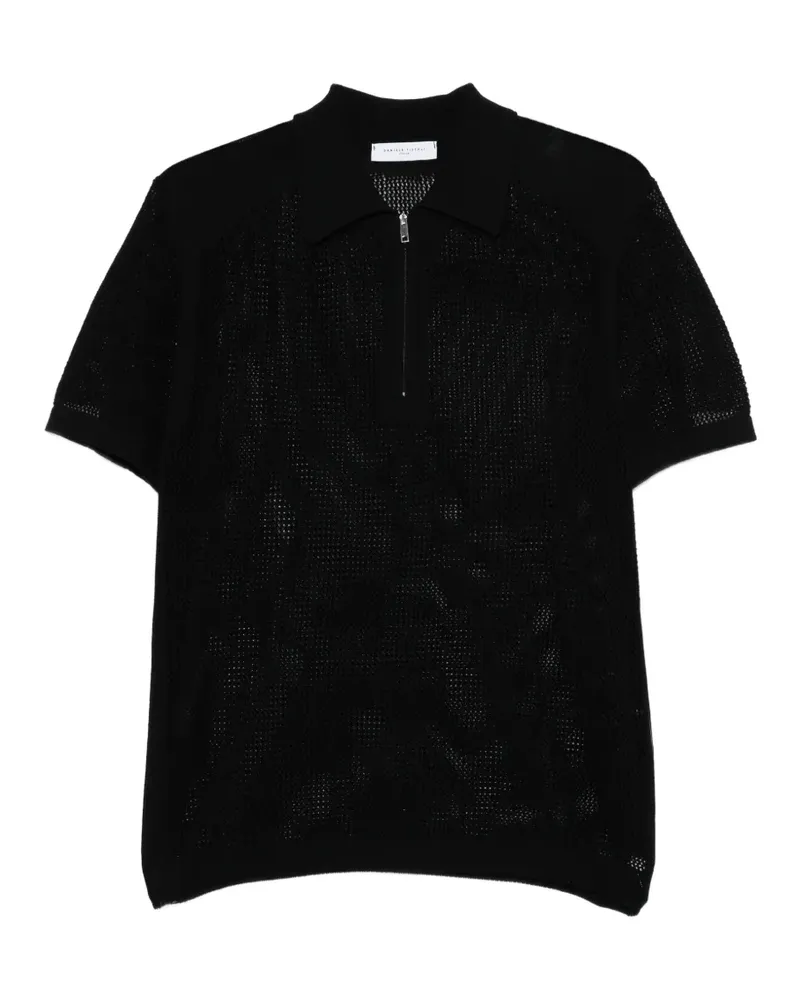 Daniele Fiesoli perforated-knit zip-fastening polo shirt - Schwarz Schwarz