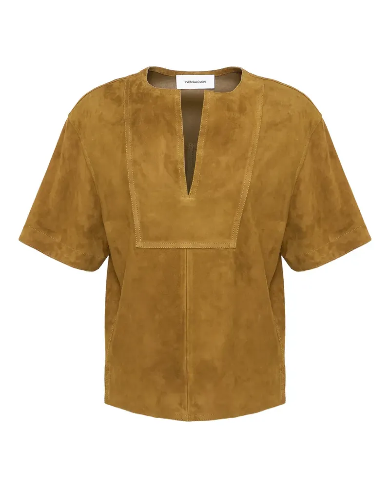 Yves Salomon Bluse mit V-Ausschnitt - Nude Nude