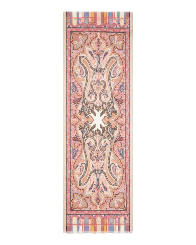 Etro cashmere, silk and wool scarf with Paisley motif - Nude Nude