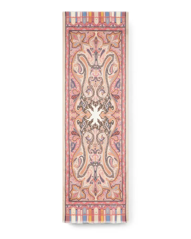 Etro cashmere, silk and wool scarf with Paisley motif - Nude Nude