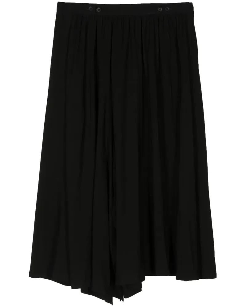 Yohji Yamamoto Asymmetrischer Faltenrock - Schwarz Schwarz