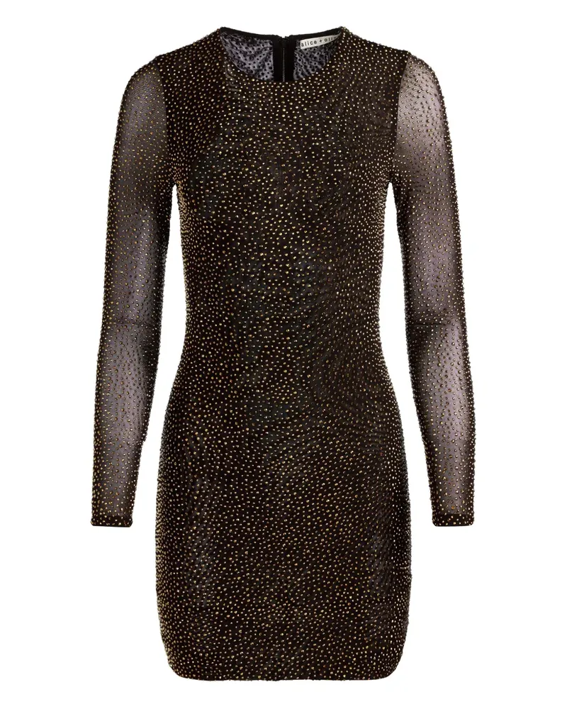 Alice + Olivia Verziertes Delora Minikleid mit langen Ärmeln - Schwarz Schwarz