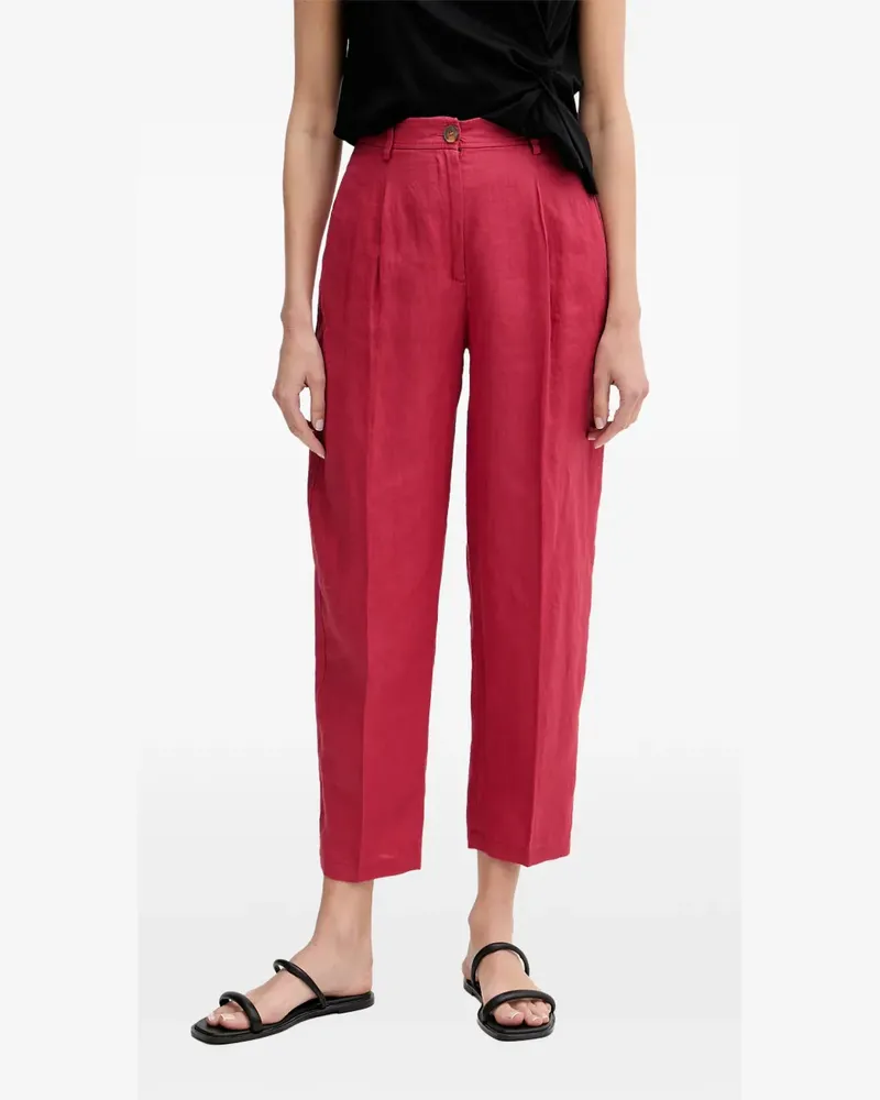 Benetton Gerade Leinenhose - Rot Rot