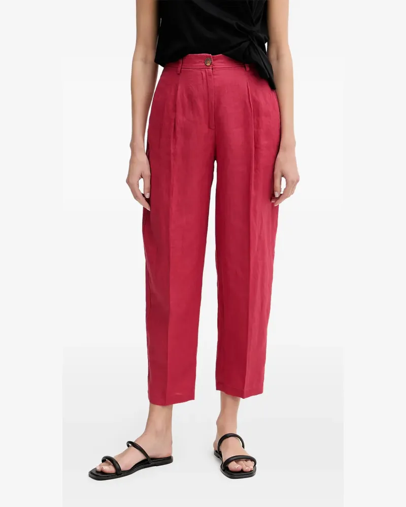 Benetton Gerade Leinenhose - Rot Rot