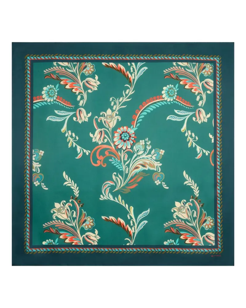 Etro Seidenschal mit Narzissen-Motiv - Grün Grün