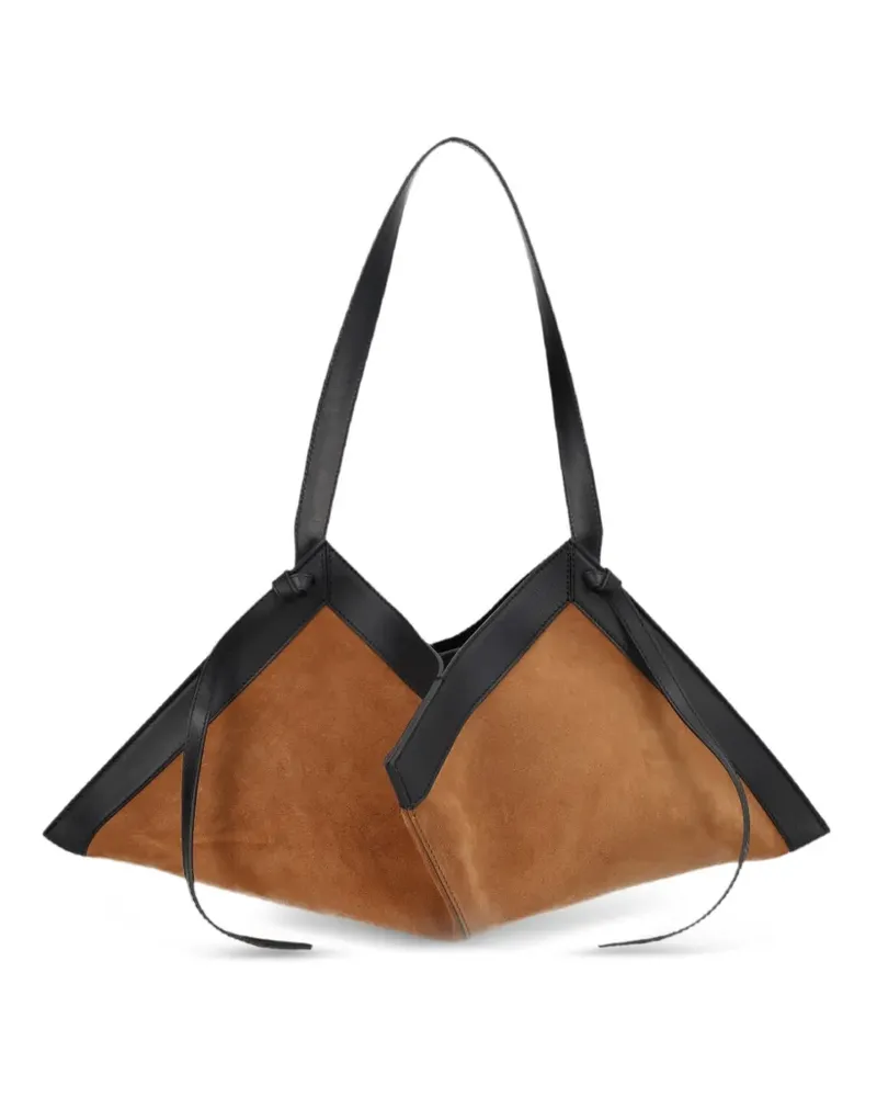 YUZEFI Wonton suede shoulder bag - Braun Braun