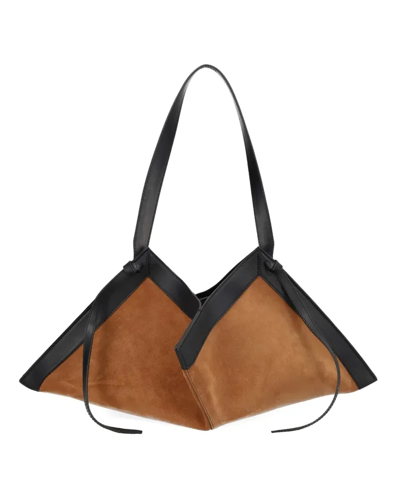 YUZEFI Wonton suede shoulder bag - Braun Braun