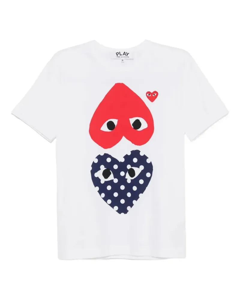 Comme des Garçons heart-print polka-dot T-shirt - Weiß Weiß