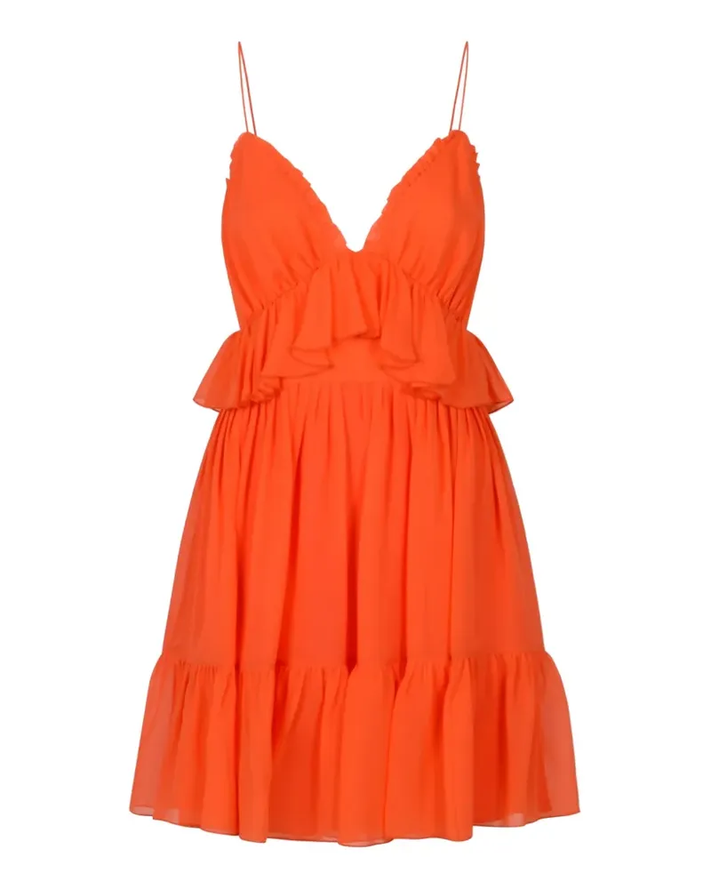 Raquel Diniz ruffled-trim tiered mini dress - Orange Orange