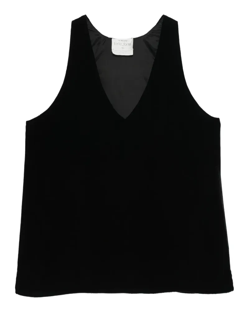 forte_forte V-neck sleeveless top - Schwarz Schwarz