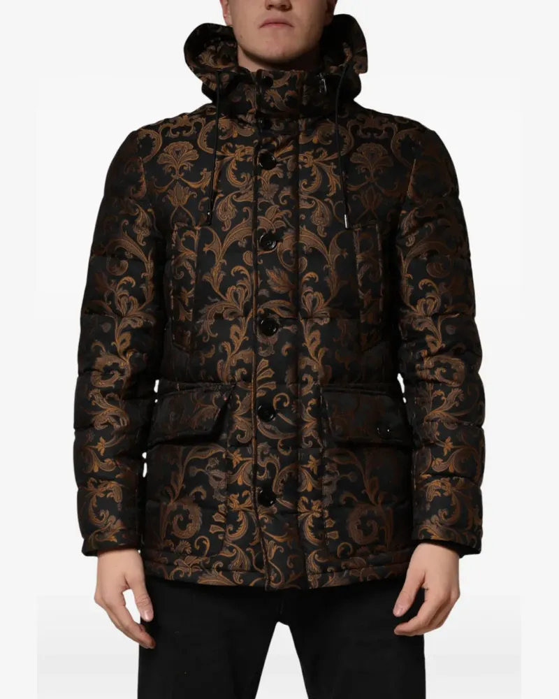 Dolce & Gabbana Kapuzenjacke mit Jacquard-Blumenmuster - Schwarz Schwarz