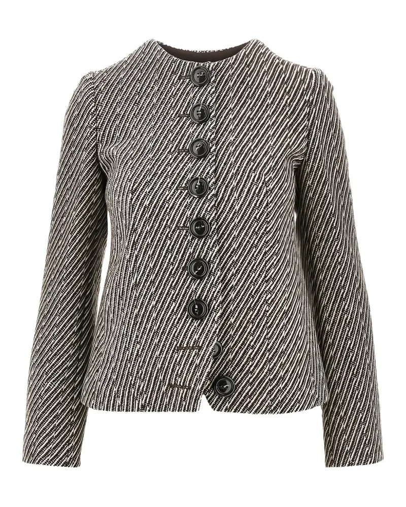 Emporio Armani diagonal-stripe button-up jacket - Braun Braun