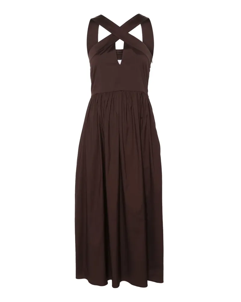 Max Mara Popeline-Kleid mit V-Ausschnitt - Braun Braun