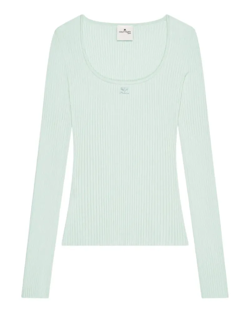 Courrèges Geripptes Top - Grün Grün