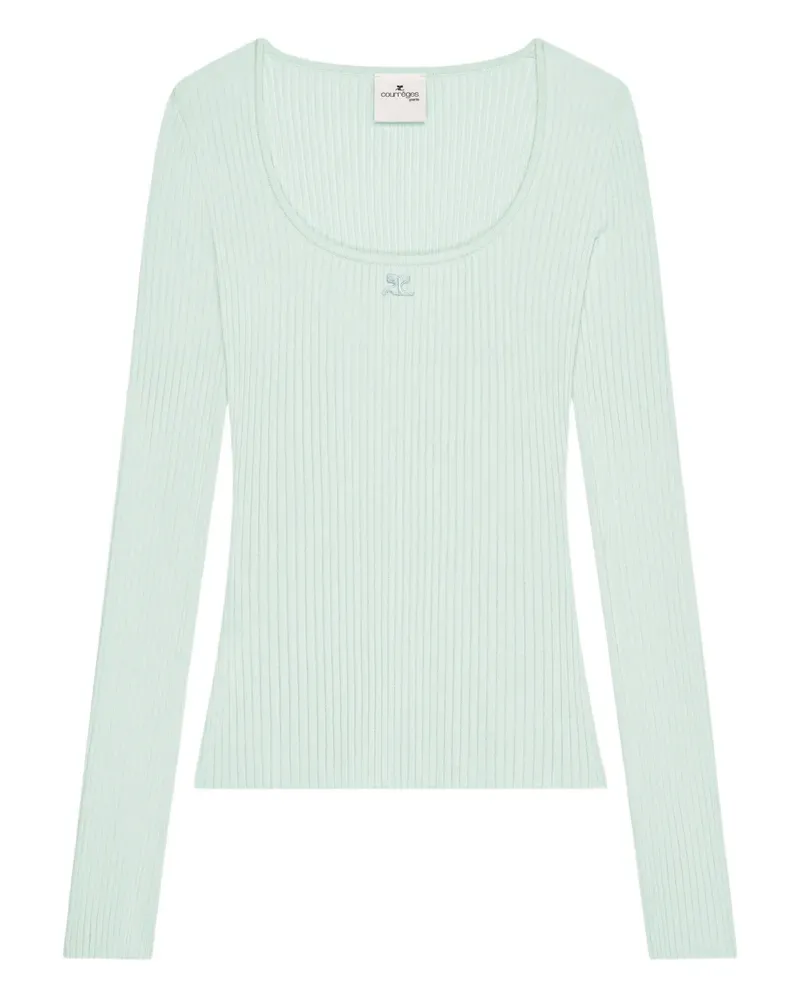 Courrèges Geripptes Top - Grün Grün