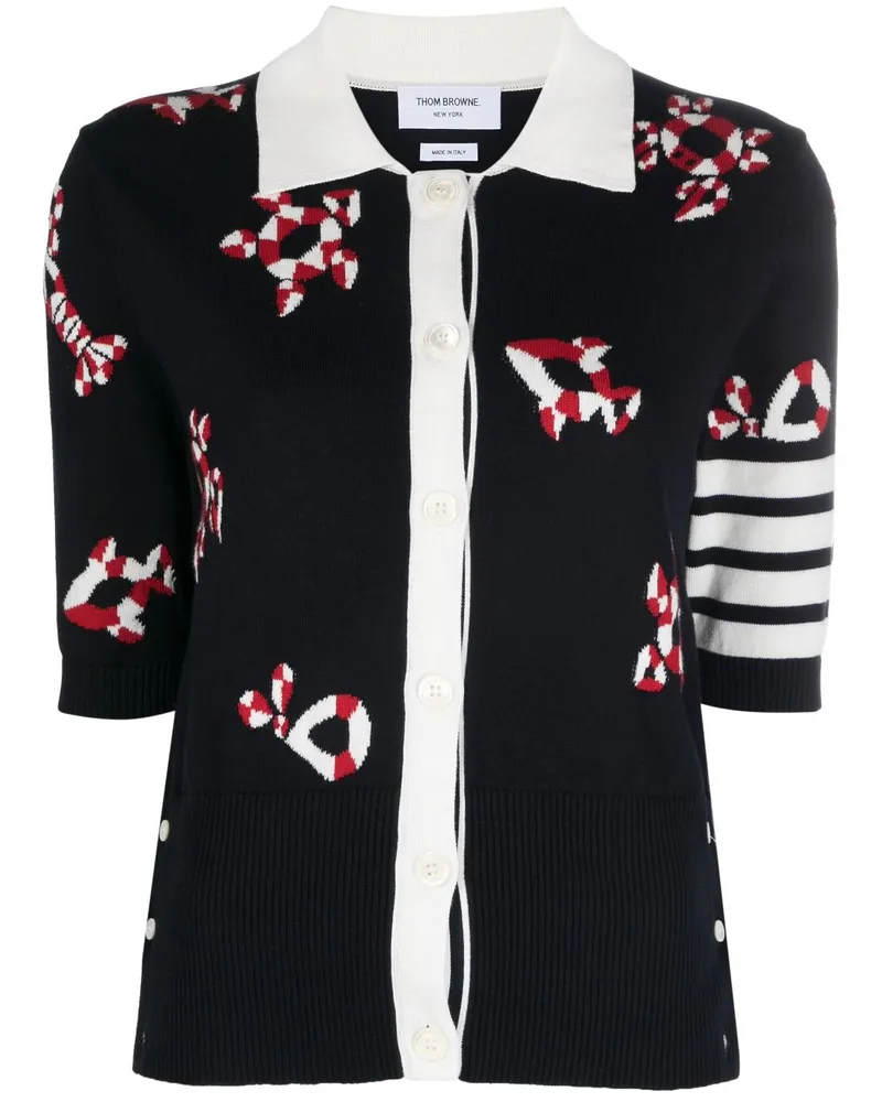 Thom Browne Cardigan mit Zopfmuster - Blau Blau