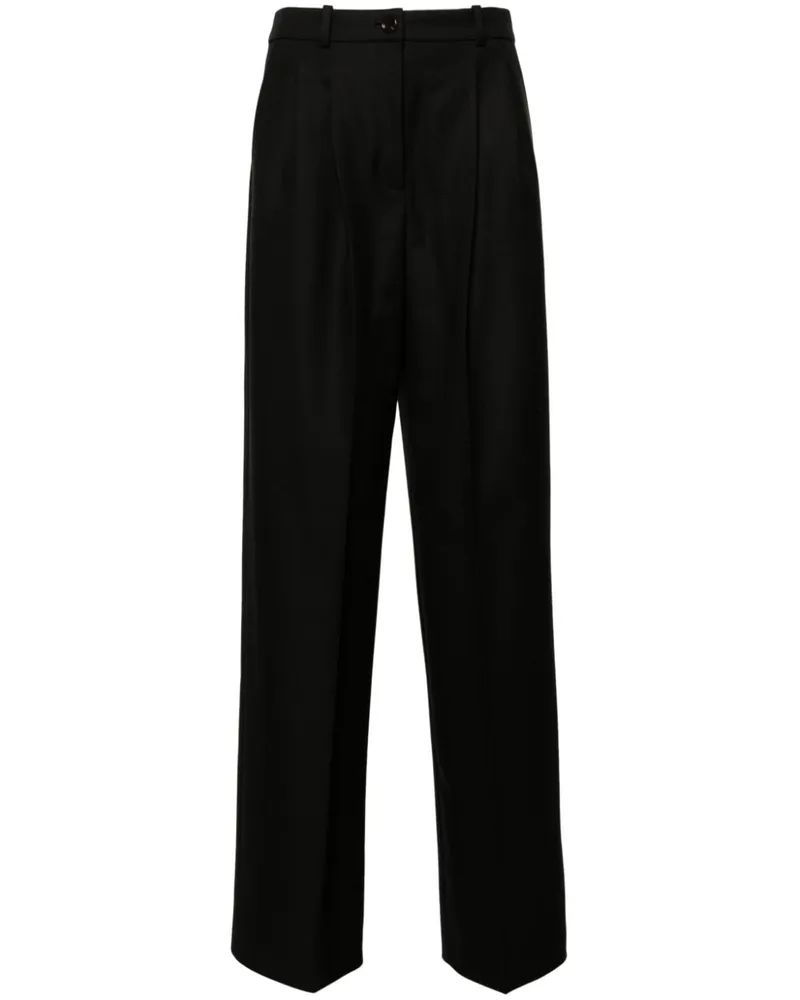 HUGO BOSS Schurwollhose mit Bundfalte - Schwarz Schwarz
