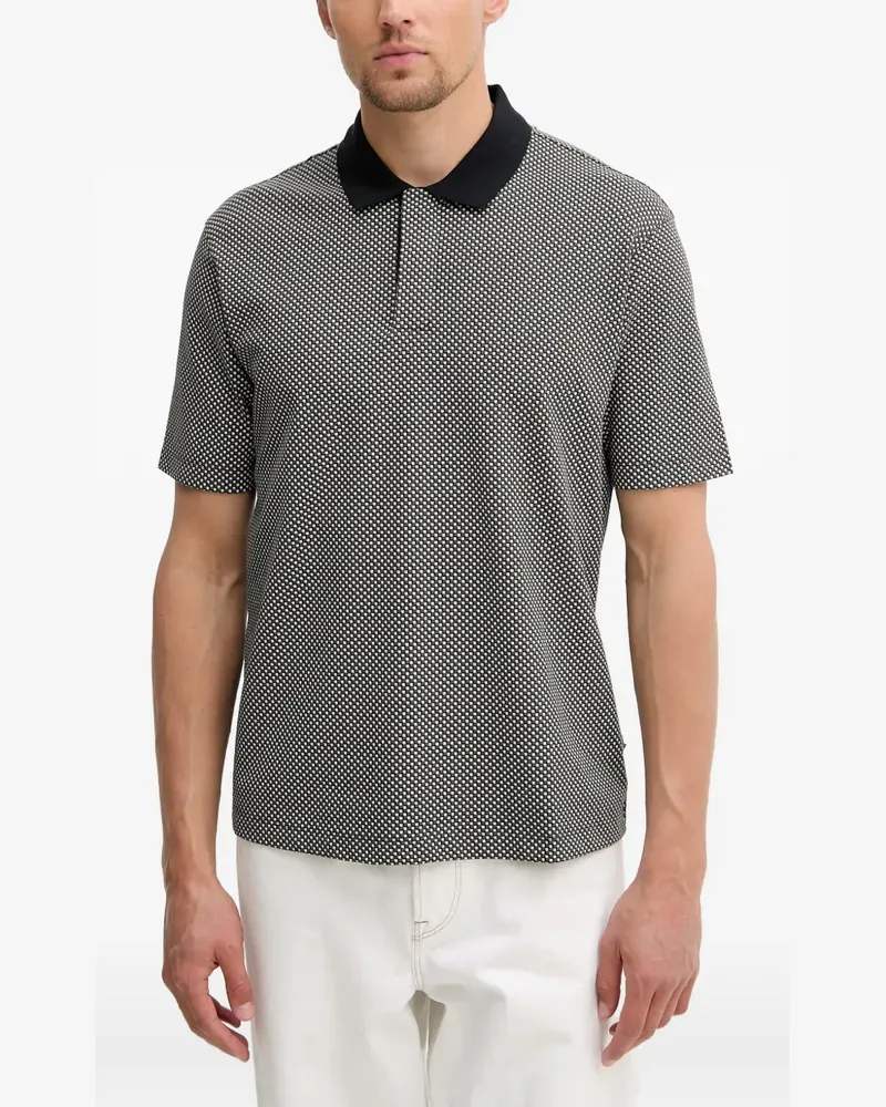 Armani Exchange Poloshirt mit geometrischem Print - Schwarz Schwarz