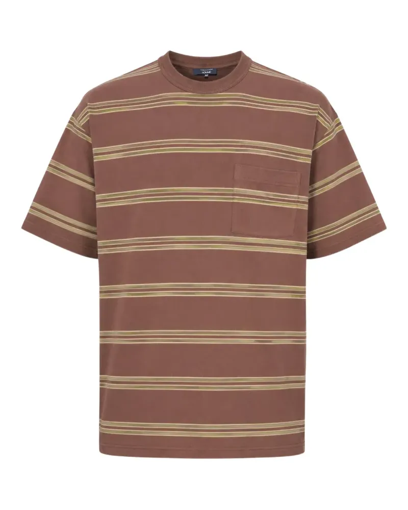 Comme des Garçons Gestreiftes T-Shirt mit Brusttasche - Braun Braun