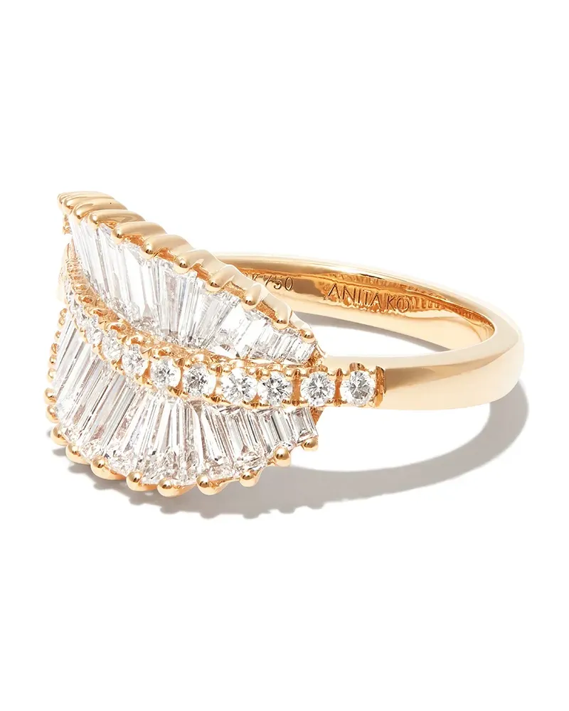 ANITA KO 18kt Palm Leaf Gelbgoldring mit Diamanten Gold