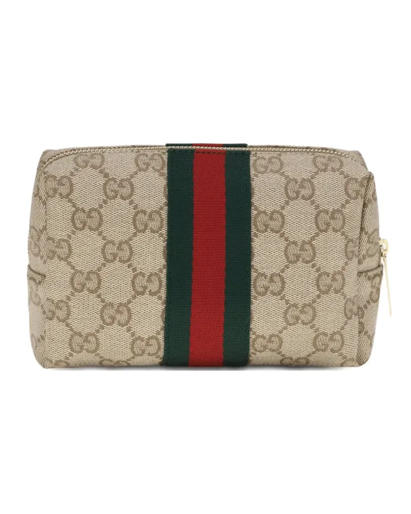 Gucci GG Supreme Web-stripe cosmetic case - Braun Braun
