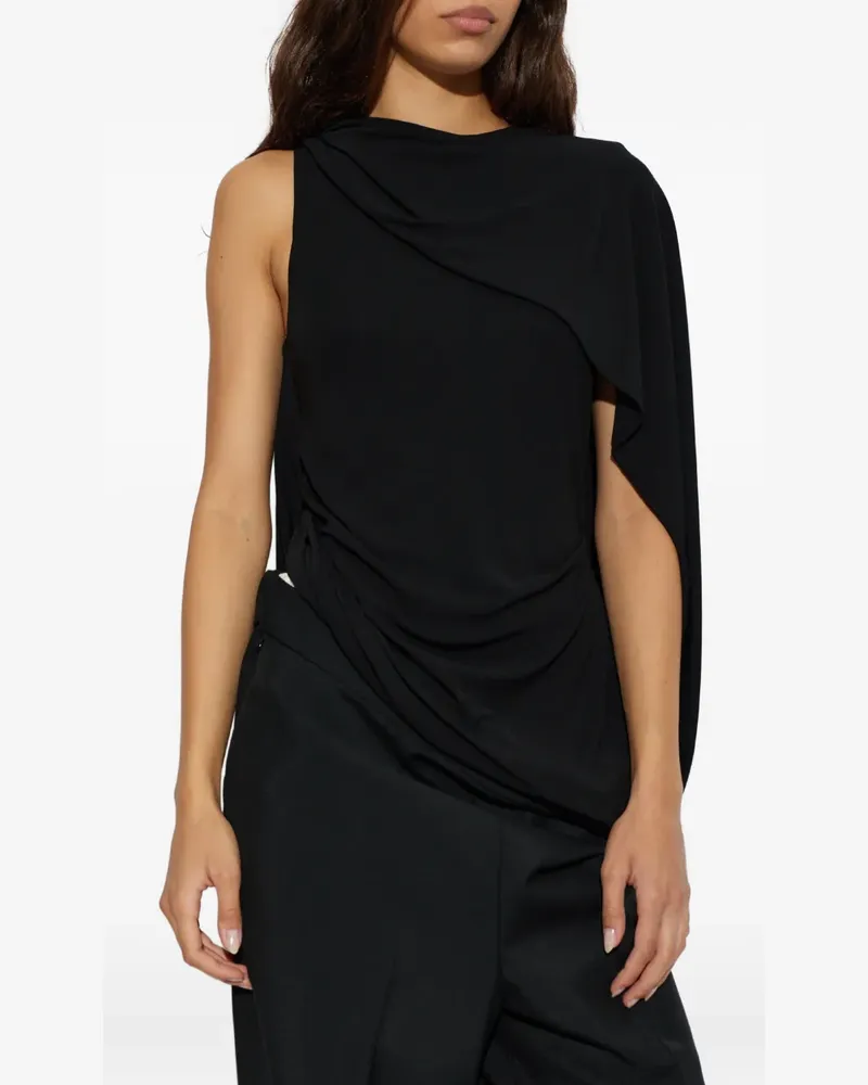 Alexander Wang asymmetrical draped top - Schwarz Schwarz