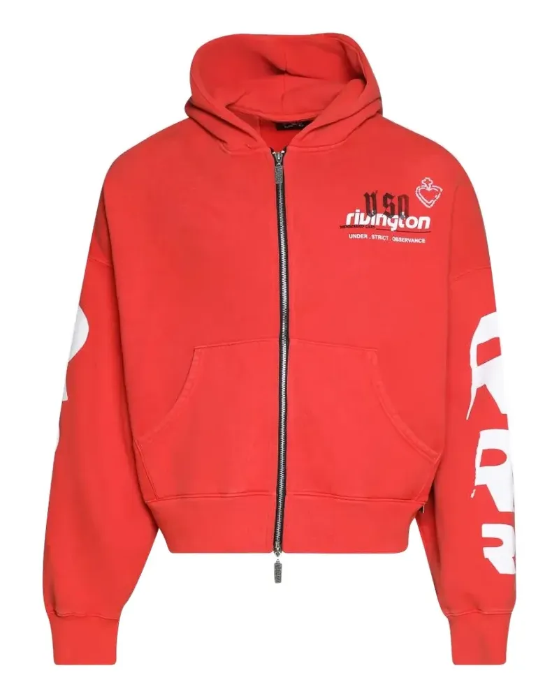RRR123 Kapuzenjacke mit Logo-Print - Rot Rot