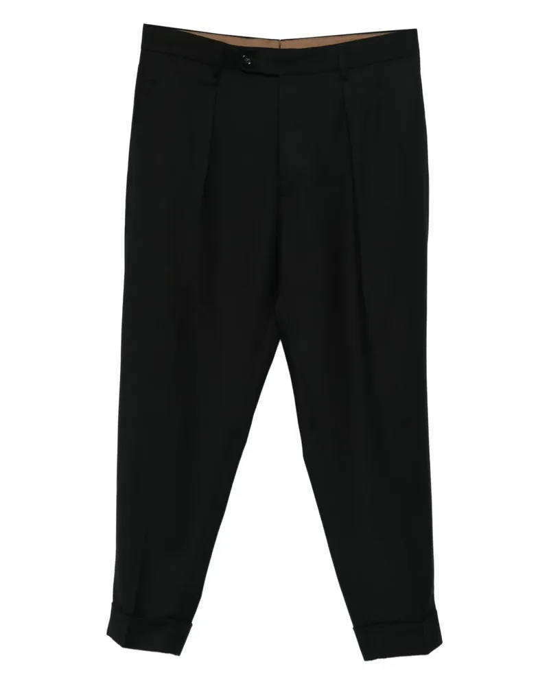 Berwich Chiaia pleated cuffed trousers - Schwarz Schwarz