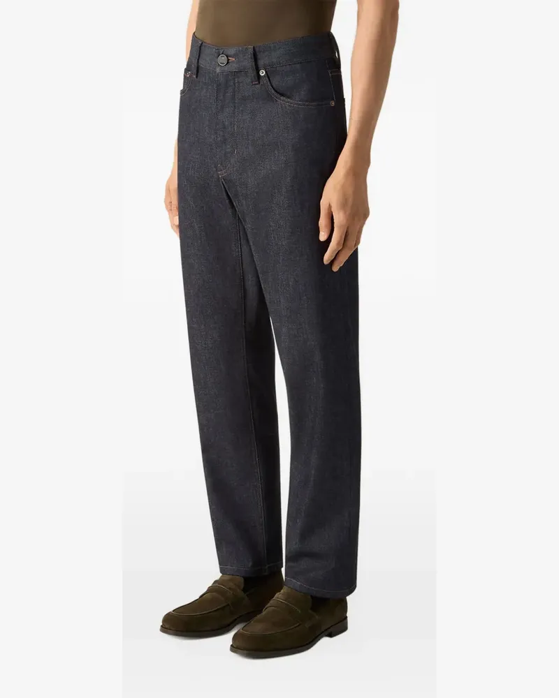 Ermenegildo Zegna Roccia Jeans aus blauer Stretch-Baumwolle und Kaschmir Blau