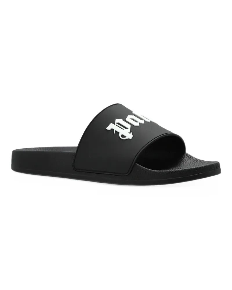 Palm Angels logo-print slides - Schwarz Schwarz