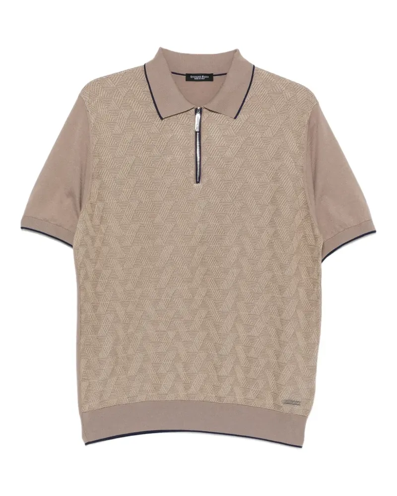 Stefano Ricci patterned zip-fastening polo shirt - Nude Nude