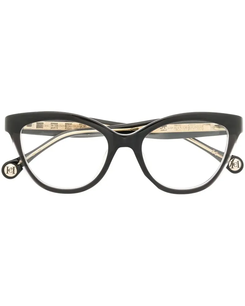 Carolina Herrera New York Cat-Eye-Brille mit Logo - Schwarz Schwarz