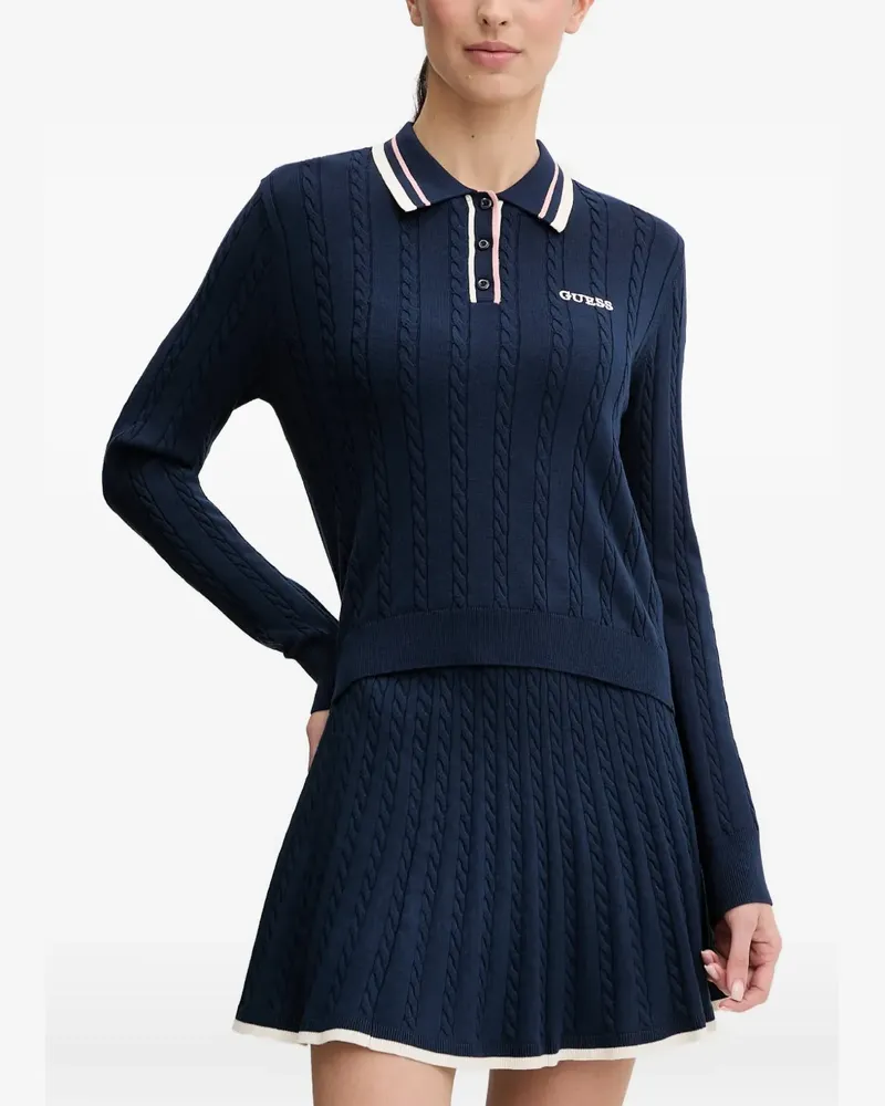 Guess cable-knit polo sweater - Blau Blau