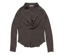 Seidenbluse mit Wasserfallausschnitt - Braun