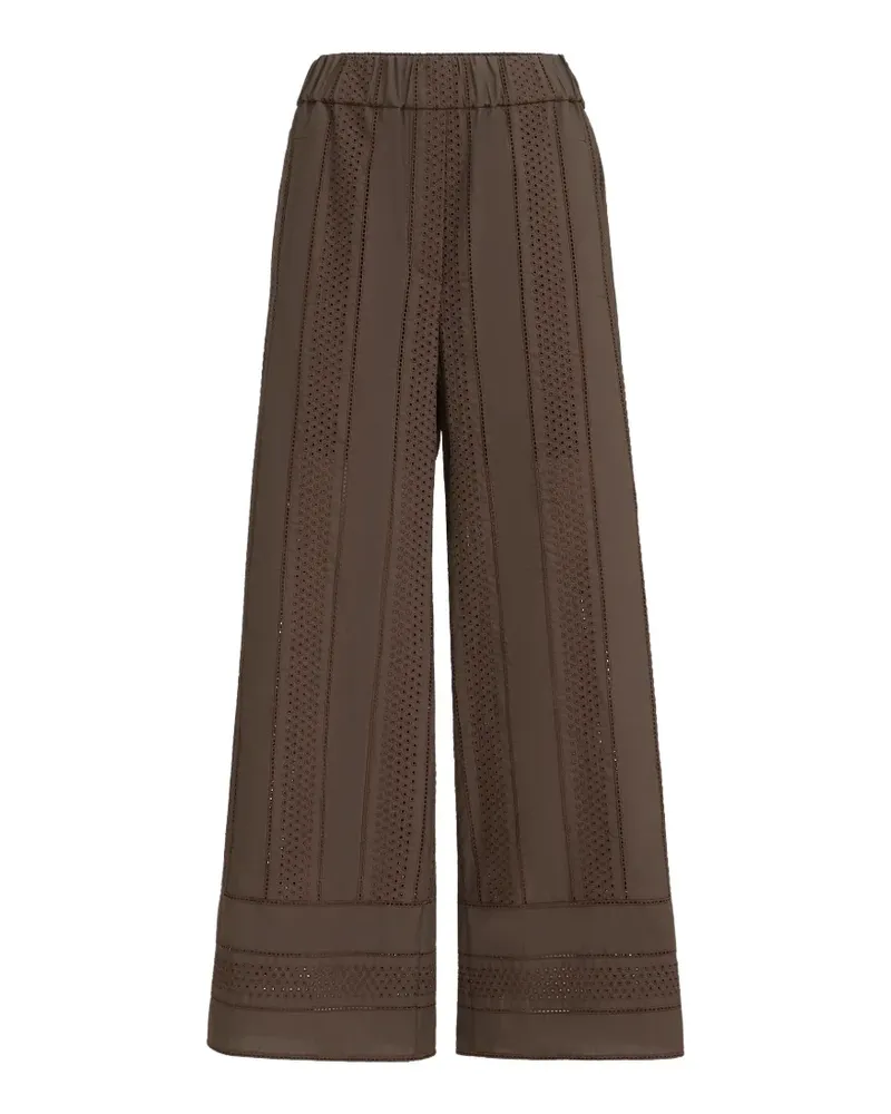Brunello Cucinelli Techno Baumwoll Popeline Broderie Langlaufhose - Braun Braun