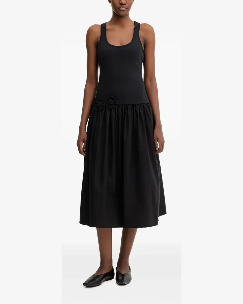 Stine Goya flower-appliqué sleeveless midi dress - Schwarz Schwarz